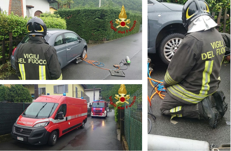 Cannobio, auto contro un muro: danni a tubazione del gas, nessun ferito