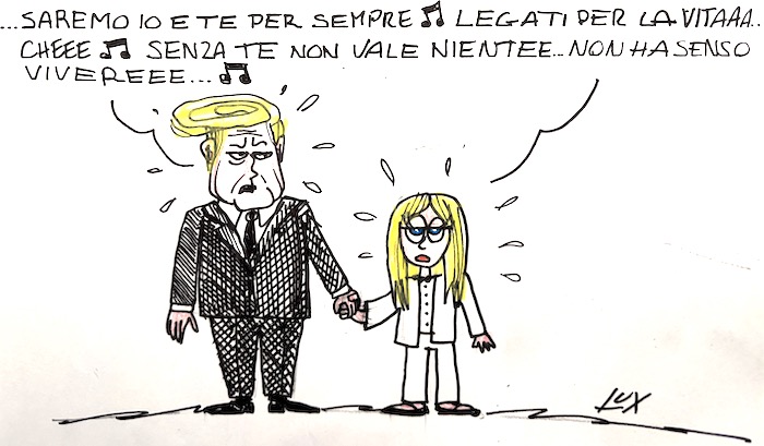Trump e Meloni: amore e odio - La vignetta di Lux